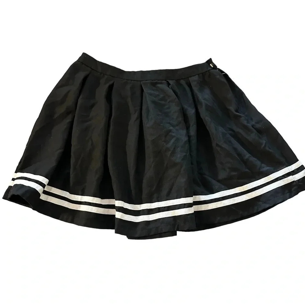 Hot Topic Medium Black Waist Pleat Cheer Mini Skirt Sailor Stripe Academ…